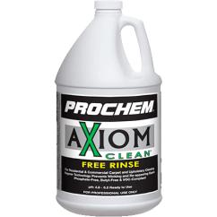 1 Gallon Jug of Axiom Clean Free Rinse, Prochems Green Carpet Cleaning Rinse for Portables and Truckmounts.