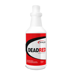 1 quart bottle of dead red by newline industries, the industries new leading formula for single step red stain remover.