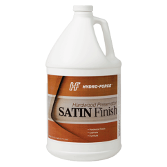 1 Gallon Jug of Hydroforce Hardwood Preservation Satin Finish for use of Hardwood floors, cabinets, and furniture.